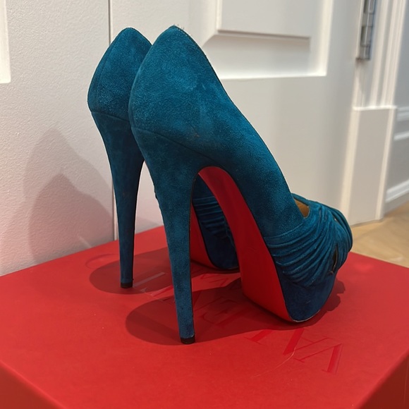 Authentic Christian Louboutin blue platform high heels size 37.5 - Picture 2 of 3